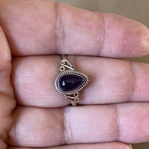 Purple Amethyst Teardrop Ring
